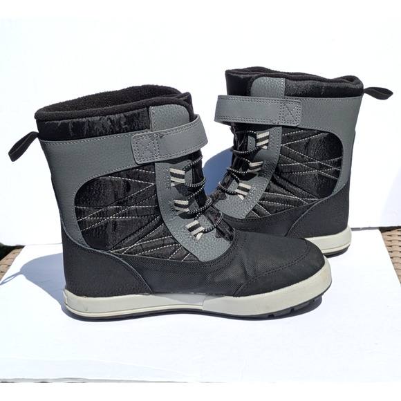 Unisex Kids Merrell Snow Boots Snow Ridge Sz 3 Medium Black Grey Warm Insulated - Picture 4 of 8